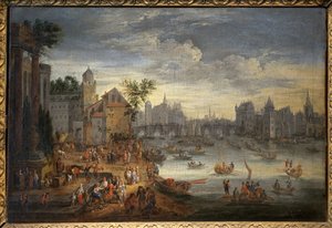 Utsikt over Paris med Pont Neuf. Maleri tilskrevet Mathieu Schoevaerdts (slutten av 1600-tallet), olje på lerret