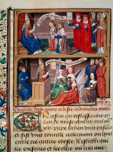 Representasjon av rådet i Clermont i 1095 ledet av pave Urbain II (1042-1099) som forkynte det første korstoget. Miniatyr hentet fra manuskriptet "Speculum historiale"" (Le Mirror historial) av Vincent de Beauvais (1184/94-1264) belyst av