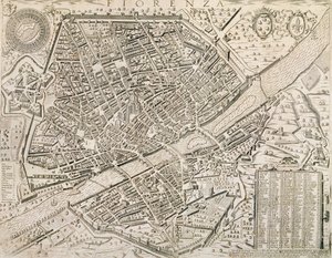 Kart over Firenze, 1595 av Matteo Florimi