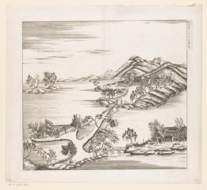 Utsikt over en del av det keiserlige sommerpalasset i Chengde (Jehol) i Kina