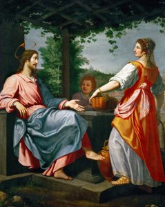 Jesus and the Samaritan Woman - Baroque: Christ and the Samaritan Woman av Rosselli, Matteo (1578-1650), ca. 1620. Olje på lerret, 241x194. Kunsthistorisk museum, Wien