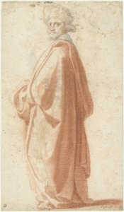 Studie av en modell i vid frakk av Matteo Rosselli