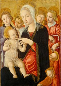 Madonna og barn med engler og kjeruber av Matteo di Giovanni