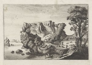 Antropomorfisk landskap i form av en manns hode av Matthaus the Elder (after) Merian