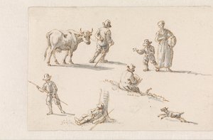Aeneas og Dido gjemmer seg i en hule Tegninger for malerier med episoder fra The Aeneas (serietittel) av Mattheus Terwesten