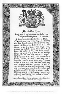 Kalligrafisk utstillingsregning av Matthew Buchinger, dverg av Nurnburg, 1717, 1840 av Matthew Buchinger