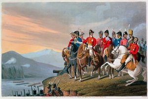 'Hertugen av Wellington og hans stab krysser Bidassoa og går inn i Frankrike', 1813 1816 av Matthew Dubourg