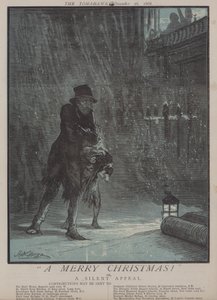 En god jul! eller, A Silent Appeal (farge litho) av Matthew