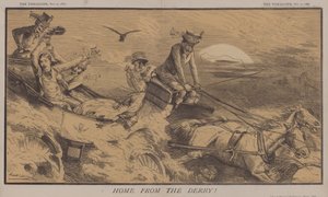 Hjem fra derbyet! (farge litho) av Matthew