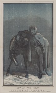 Ut i kulden! eller, The Sinking Volunteer (farge litho) av Matthew