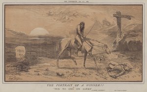 Portrettet av en vinner!! eller, ti til én på Satan (farge litho)