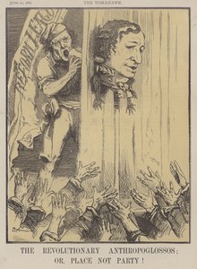 De revolusjonære Anthropoglossos; eller Place Not Party! (farge litho) av Matthew