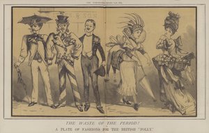 Periodens sløsing! eller, A Plate of Fashions for the British Folly (farge litho) av Matthew