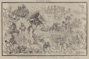 Tomahawks hieroglyf for 1869 (farge litho) av Matthew