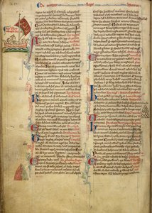 Royal 14 C. VII, f.116v Marginaltegning av kong Henrik III som seiler over Den engelske kanal til Bretagne, med en del av den tilhørende teksten i forfatterens egen hånd, illustrasjon fra 