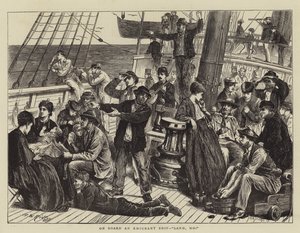 Om bord på et emigrantskip, land, Ho!