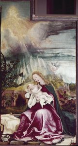 Allegori av Nativitten. Issenheim altertavle (eller Isenheim) - Maleri av Matthias Grunewald (ca. 1475-1528), olje på tre