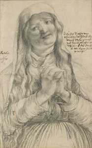 An Elderly Woman with Clasped Hands, ca. 1512 (svart kritt på papir) av Matthias Grünewald