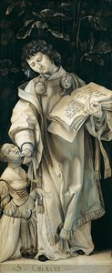 Panel av Heller-alteret som viser St. Cyriacus av Matthias Grünewald