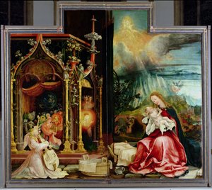 Isenheim-altertavlen. Sentralpanel: Concert of Angels and Nativity, 1506-1515 av Matthias Grünewald