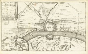 Beleg van Bonn, 1703 Kart over byen Bonne og Fort of Burgundy (...) (tittel på objekt)