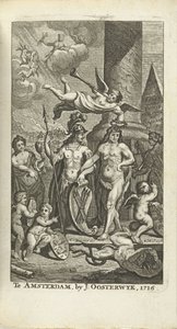 Gravert tittelside for J. Lamigue: The life of Zyne Hoogheit Johan Willem Friso, 1716 av Matthijs Pool