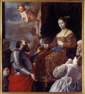 Sophonisbe (235-203 f.Kr.) tok giften. Massinissa forgiftet sin kone Sophinisbe, dronning av Numidia i stedet for å levere henne til Roma. Maleri av Mattia Preti (1613-1699) Ec. Ital.