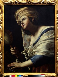 Vanite Woman with Turban and Mirror - Maleri av Mattia Preti (1613-1699) Firenze fra 1600-tallet, Uffizi-galleriet av Mattia Preti