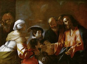 Kristus velsigner barna La de små barna komme til meg, ca. 1635. av Mattia Preti