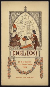 Omslagsillustrasjon for hattekatalog utgitt av Delion, Paris, i 1908 (litho) av Maurice Berty