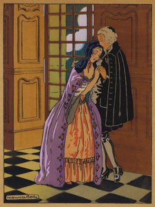 Illustrasjon for historie av Manon Lescaut (farge litho)