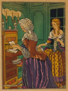 Illustrasjon for Les Liaisons Dangereuses av Choderlos De Laclos (farge litho)