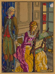Illustrasjon for Les Liaisons Dangereuses av Choderlos De Laclos (farge litho) av Maurice Berty