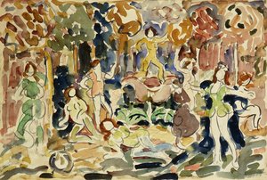 Dansende figurer, ca. 1910-13 av Maurice Brazil Prendergast