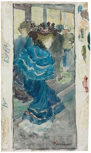 Elegant kvinne i en blå kjole, ca. 1893-94 av Maurice Brazil Prendergast
