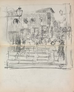Italiensk skissebok: Bro med figurer side 93 og 94, 1898-1899. av Maurice Brazil Prendergast