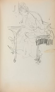 Italiensk skissebok: Sittende kvinnesøm side 153, 1898-1899. av Maurice Brazil Prendergast