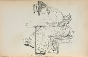 Italiensk skissebok: Sittende kvinne side 107, 1898-1899. av Maurice Brazil Prendergast