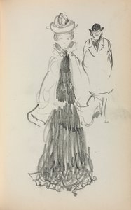 Italiensk skissebok: Stående kvinne og mann side 125, 1898-1899. av Maurice Brazil Prendergast