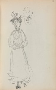 Italiensk skissebok: Stående kvinne, forside 52, 1898-1899. av Maurice Brazil Prendergast