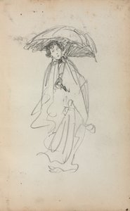 Italiensk skissebok: Stående kvinne med parasoll side 259, 1898-1899. av Maurice Brazil Prendergast