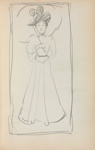 Italiensk skissebok: Stående kvinne med parasoll side 233, 1898-1899. av Maurice Brazil Prendergast