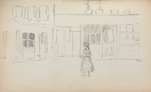 Italian Sketchbook: Street Scene with a Girl side 159, 1898-1899. av Maurice Brazil Prendergast