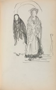 Italiensk skissebok: To stående kvinner side 123, 1898-1899. av Maurice Brazil Prendergast