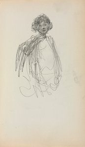 Italiensk skissebok: Kvinne, midjelengde side 217, 1898-1899. av Maurice Brazil Prendergast