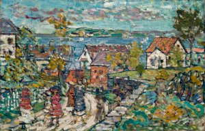 Landskap (vei og by) av Maurice Brazil Prendergast
