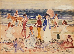 På stranden, ca. 1920-23 av Maurice Brazil Prendergast