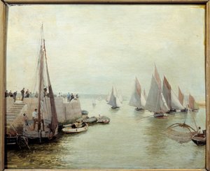 Fisket kom tilbake i 1880. Maleri av Courant Maurice (1847-1925) av Maurice Courant