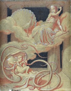 Herkules-barn dreper slangene sendt av Hera for å drepe ham i vuggen hans (tegning) av Maurice De Vaines