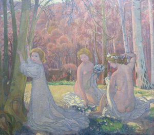 'Figurer i et vårlandskap Sacred Grove', 1897 av Maurice Denis